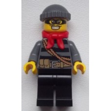cty433 Police - City Burglar, Dark Bluish Gray Knit Cap, Red Bandana, Mask 